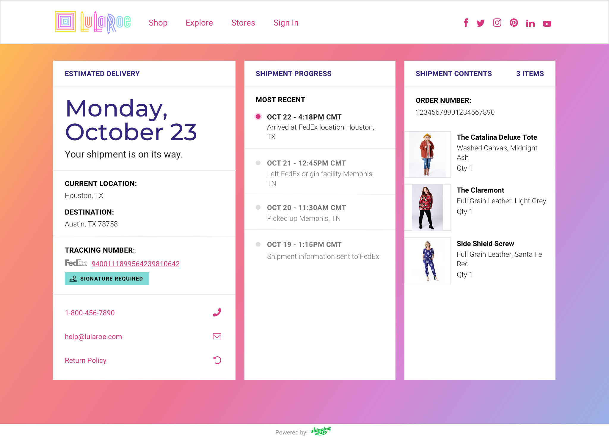 LuLaRoe Branded Tracking Experience