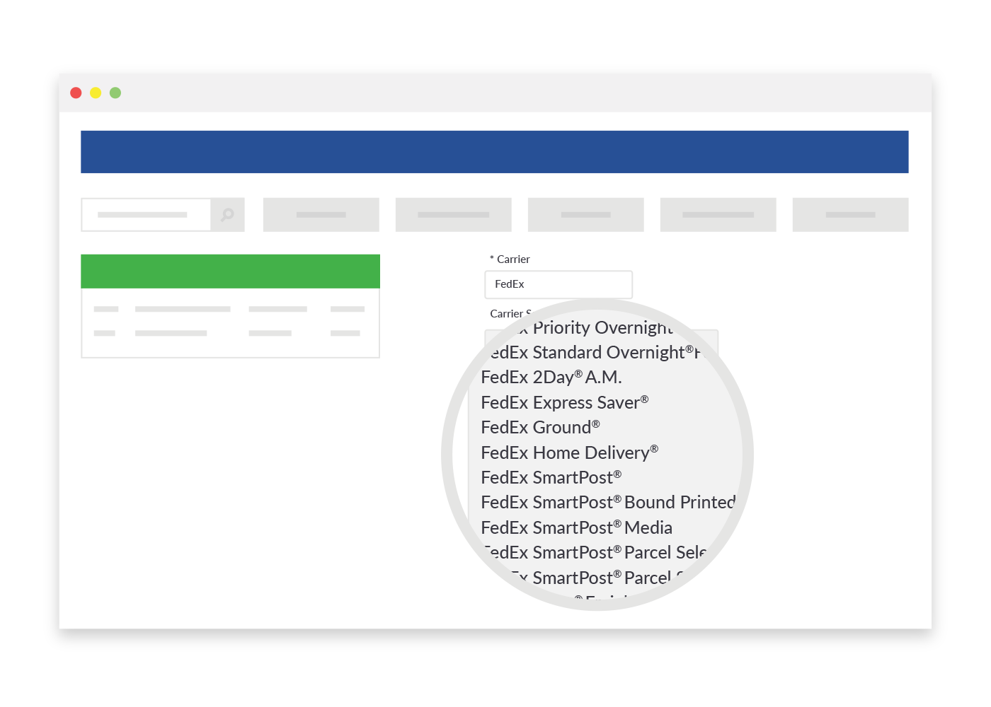 Preview of FedEx Manager integrated with ShippingEasy's shipping platform.