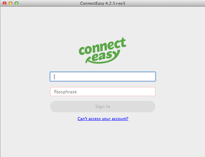 A ConnectEasy dialogue box should open on your screen. 